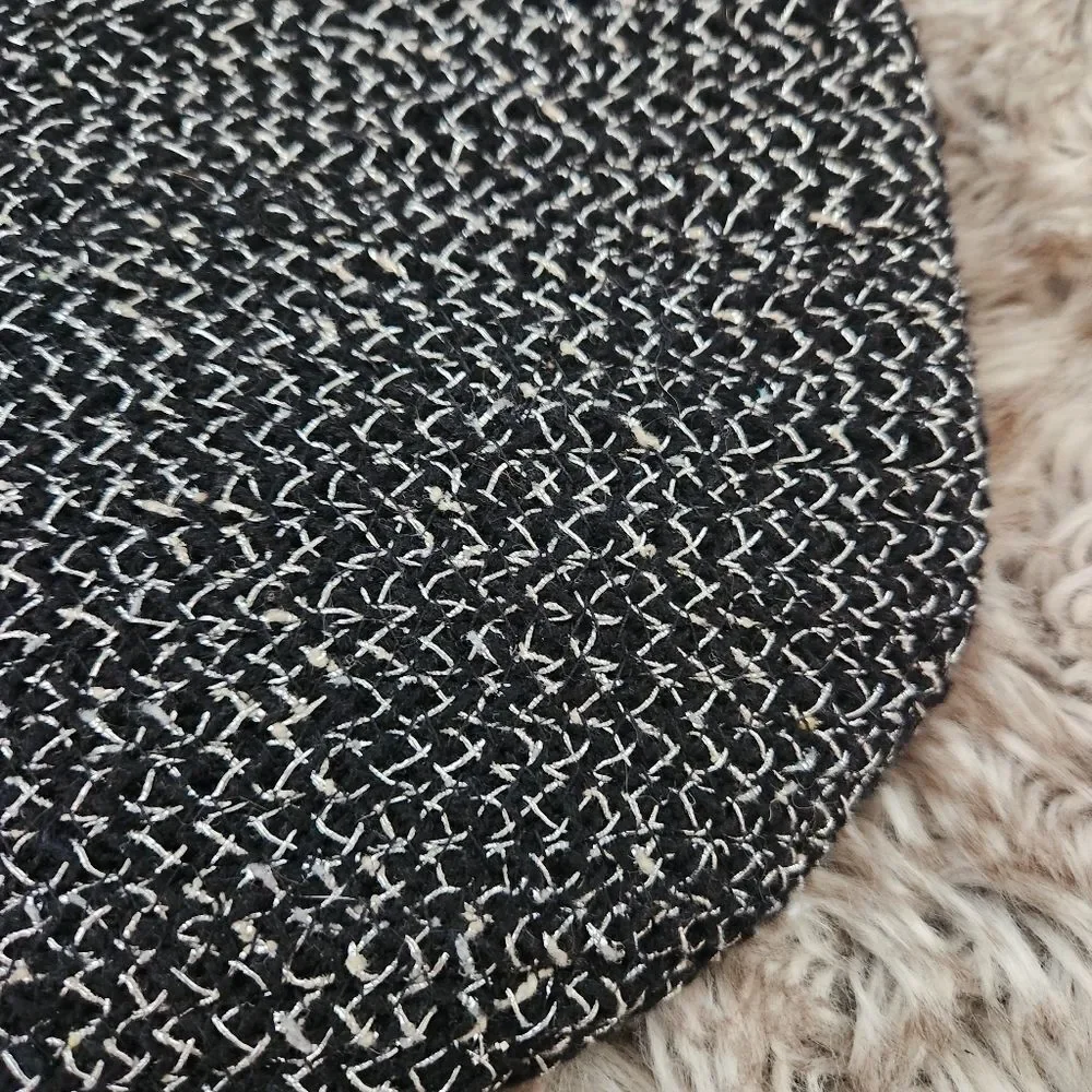 Magid Handbags Weaved Metallic Clutch Handbag Black and Silver - Picture 2 of 10